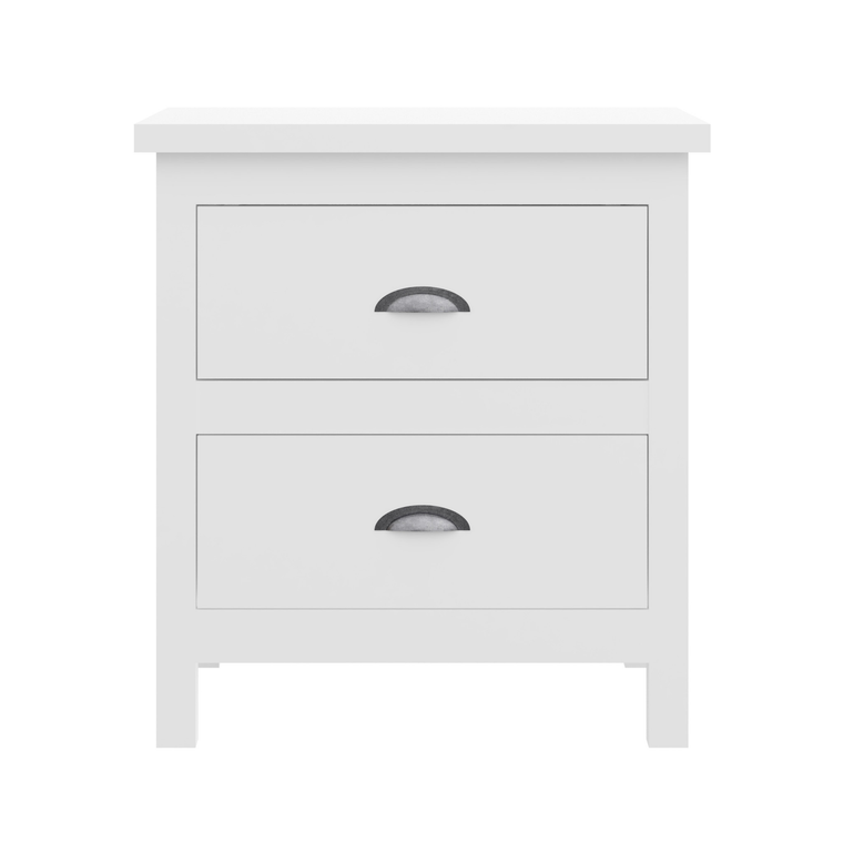 22" Solid Wood Two Drawer Nightstand