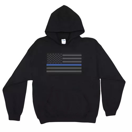 Pullover/Hooded Police/Thin Blue Line Black