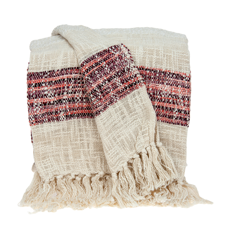 Parkland Collection Meena Transitional Multicolored HANDLOOMed 52" x 67" Cotton Throw Blanket