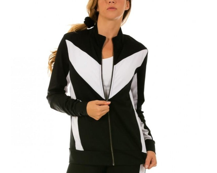 InstantFigure Activewear Compression Color Block Zip-Up Jacket