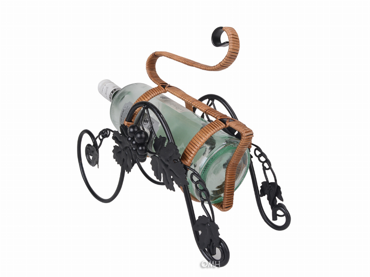 On the Vine Embellished Metal Carriage Wine Holder