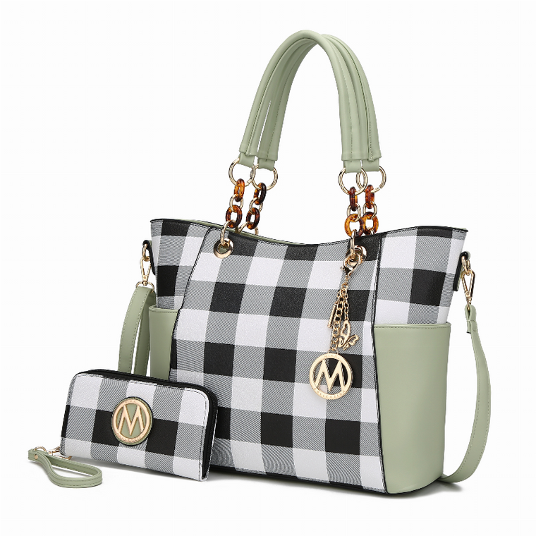 Bonita Checker Tote Bag & Wallet