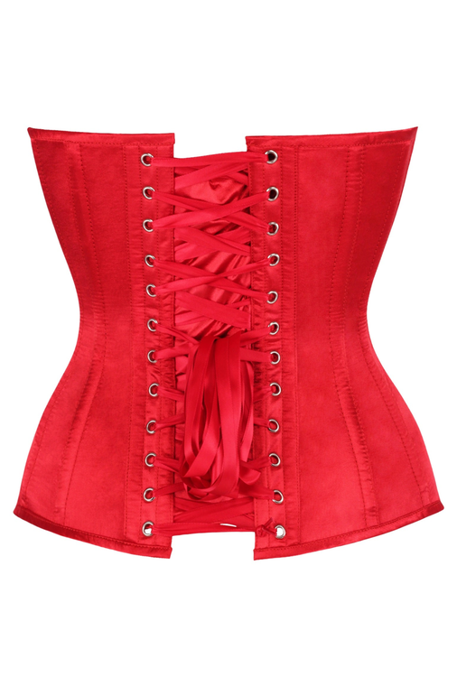 Top Drawer Steel Boned Red Satin Plunge Neckline Overbust Corset