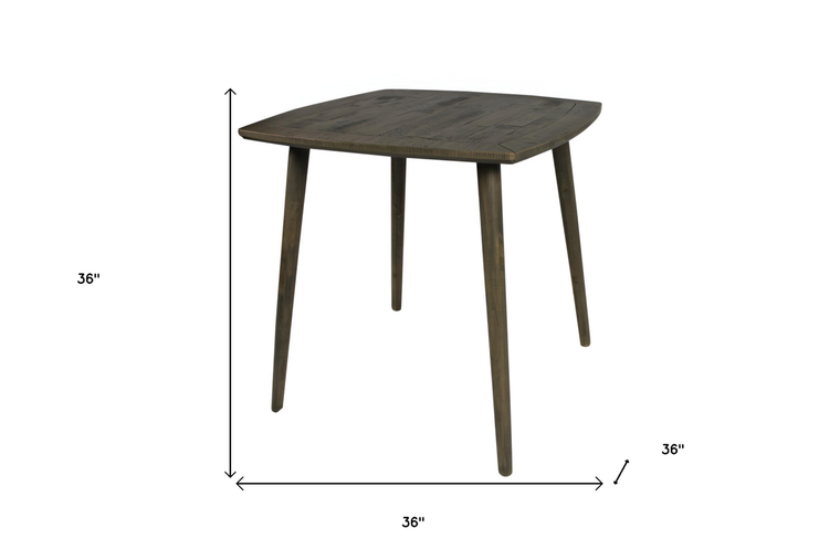 36" Brown Square Solid Wood And Metal Dining Table