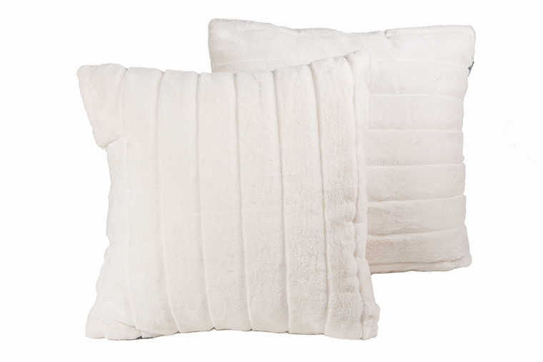 18" x 18" x 5" Off White Faux Fur Pillow 2 Pack - 4512822747507