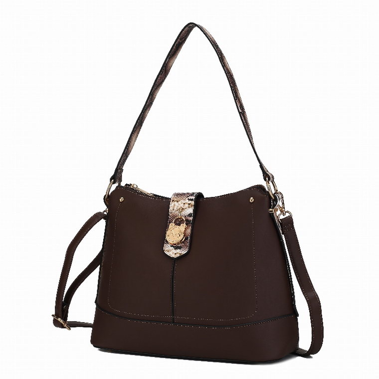 Ezra Snake embossed Vegan Leather Shoulder Bag