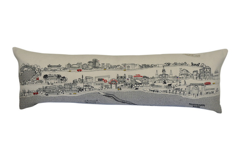Homeroots Home Decor New Orleans Daylight Skyline Lumbar Decorative Pillow, White, 45 Inches