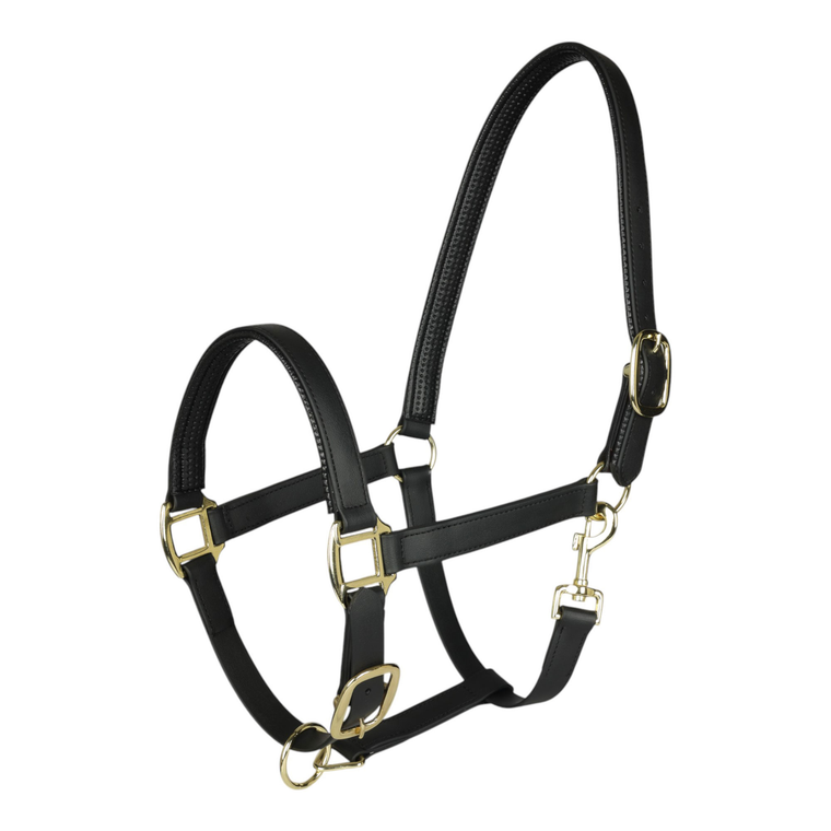 TuffRider EasyCare EquiLeather Heavy Duty Break Away Halter with Brass Plated Fittings-Brown-Pony