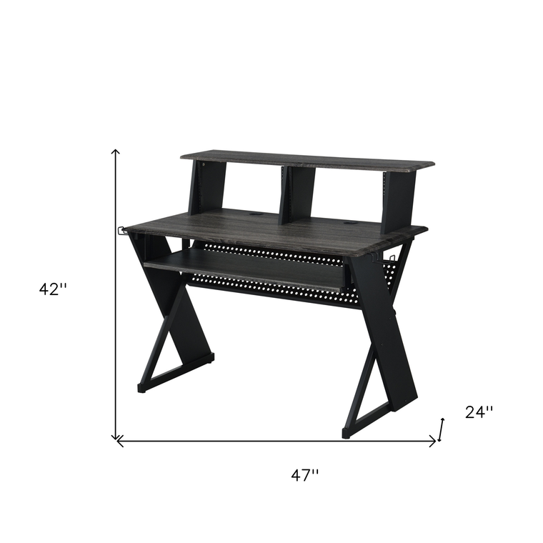 47" Black Wood and Metal Computer Desk