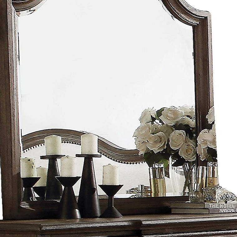 40" Gray Solid Wood Arch Dresser Mount Framed Mirror