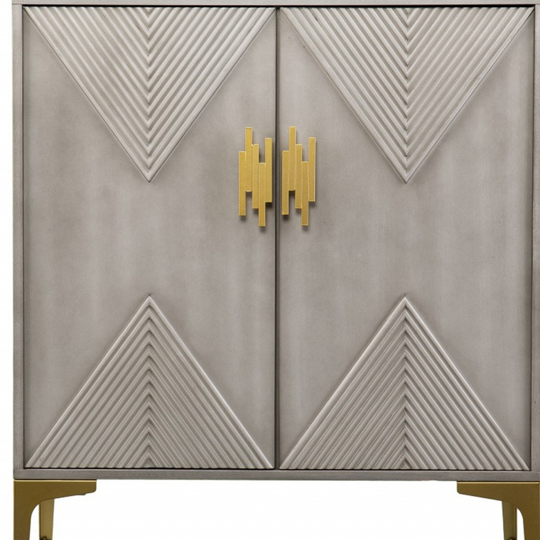 32" Gray Solid Wood Sideboard with Two Doors