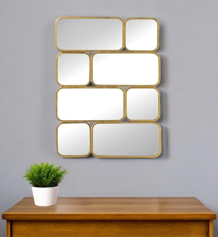32" Gold Iron Framed Accent Mirror