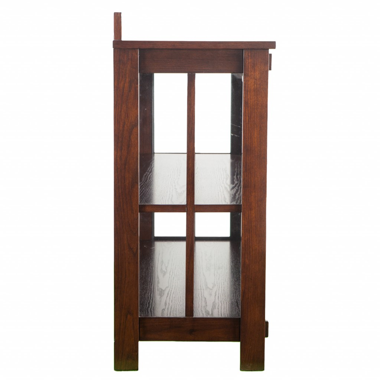 44" Brown Wood With Glass Sideboard with Two Doors