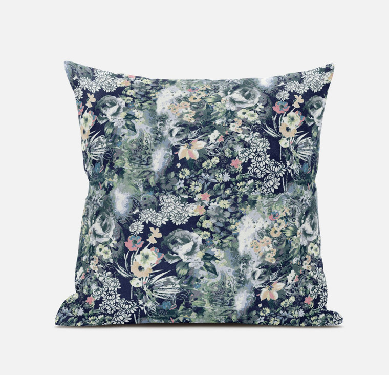 16" Gray Indigo Springtime Zippered Suede Throw Pillow - 606114019466