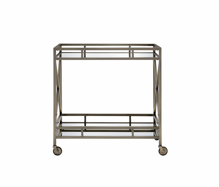 34" X 20" X 35" Antique Brass Metal Serving Cart - 614486166329