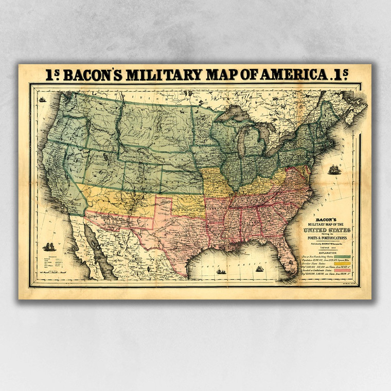 20" X 30" Vintage 1862 Civil War Map Wall Art - 808230021877