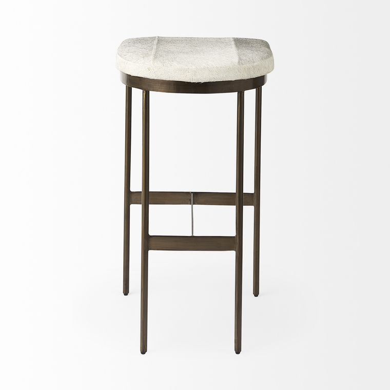 35" Gold Leather and Metal Backless Bar Chair - 808230035966
