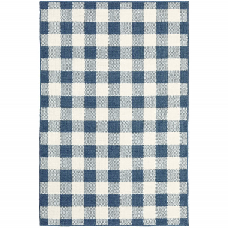 2' X 3' Blue Geometric Stain Resistant Indoor Outdoor Area Rug - 606114574842