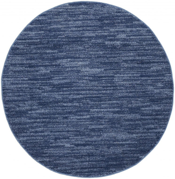 4' X 4' Navy Blue Round Non Skid Indoor Outdoor Area Rug - 606114456735