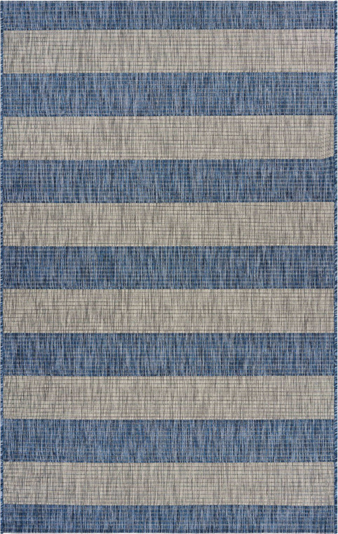 8’ X 10’ Navy Stripes Indoor Outdoor Area Rug - 808230039056