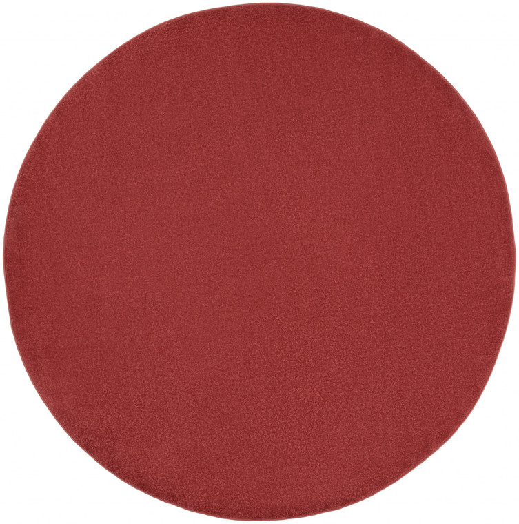 6' X 6' Brick Red Round Non Skid Indoor Outdoor Area Rug - 606114458326