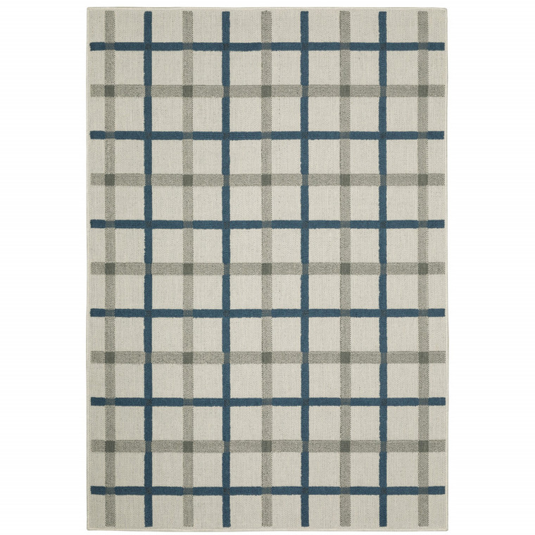 10' X 13' Beige Geometric Stain Resistant Indoor Outdoor Area Rug - 606114581000