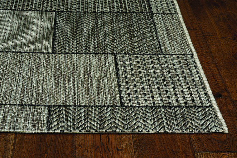 3'x4' Grey Machine Woven UV Treated Geometric Blocks Indoor Outdoor Accent Rug - 4512822921686