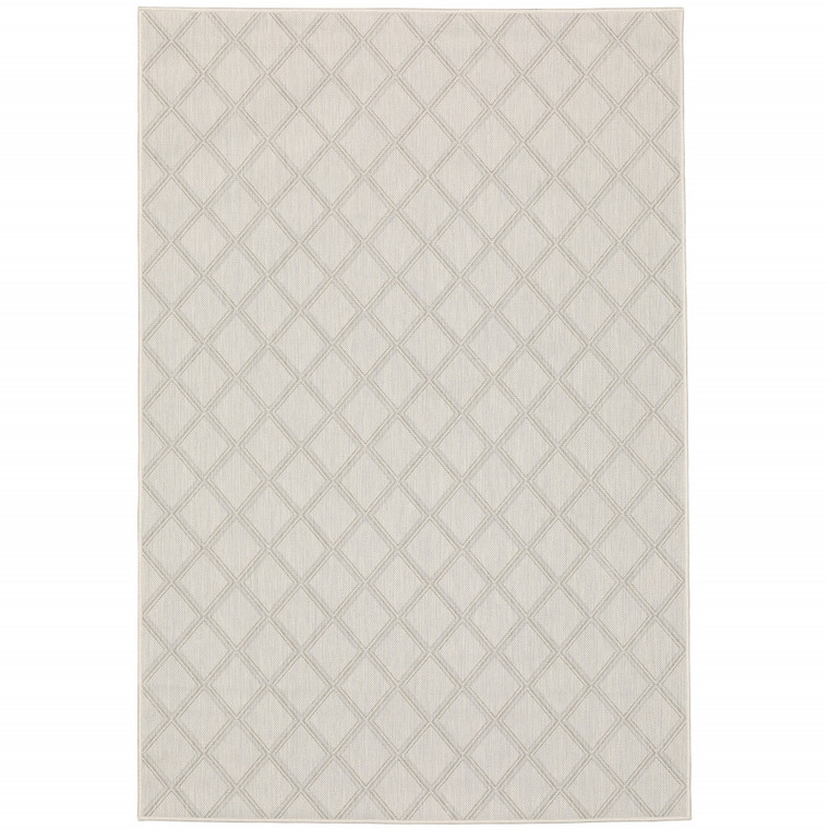 10' X 13' Ivory Geometric Stain Resistant Indoor Outdoor Area Rug - 606114583325