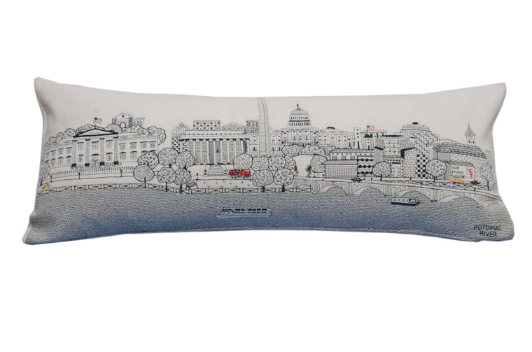 35" White Washington DC Daylight Skyline Lumbar Decorative Pillow - 606114644392
