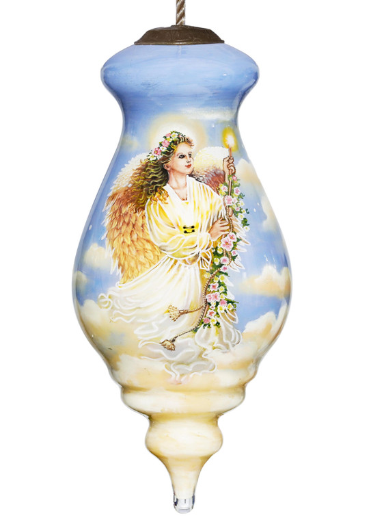Angel Divine Hand Painted Mouth Blown Glass Ornament - 606114637578