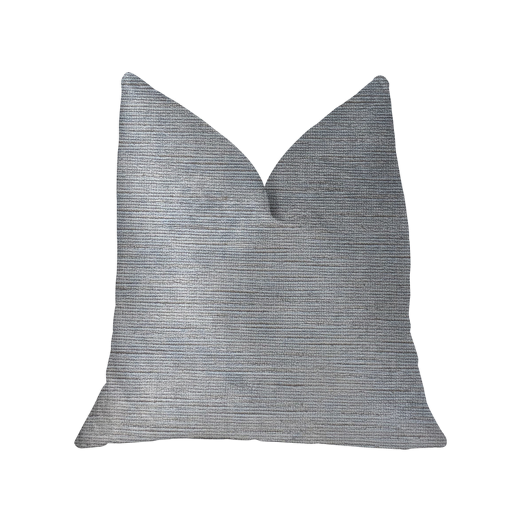Plutus Icy Sky Blue and Silver Luxury Throw Pillow