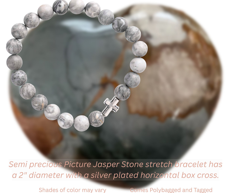 Bracelet Picture Jasper Stone With Cross
