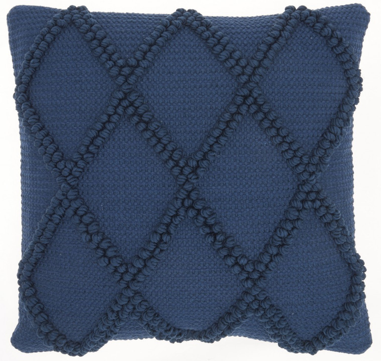 Navy Blue Textured Lattice Throw Pillow - 4512822829593