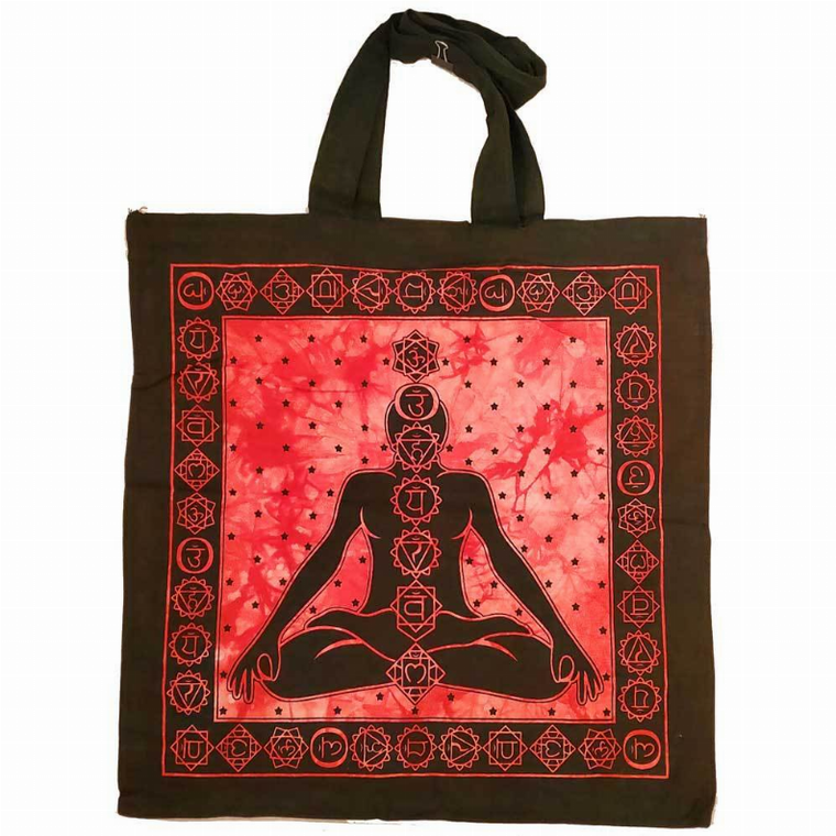 Seven Chakras Avatar Meditation Tie Dye Market Tote Bag Canvas Graphic