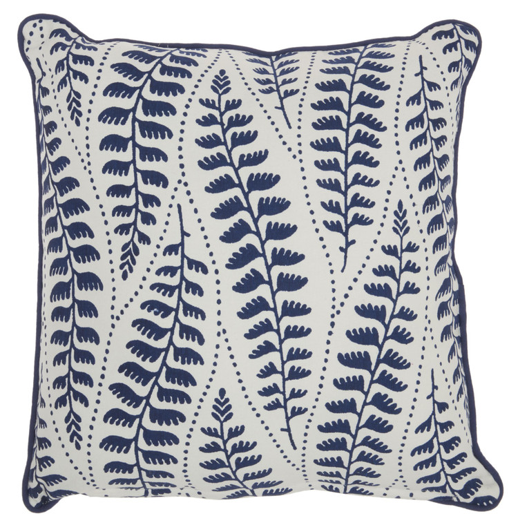 Blue and Ivory Bohemian Leaves Throw Pillow - 4512822831053