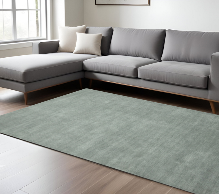 9' X 12' Gray Wool Hand Woven Area Rug