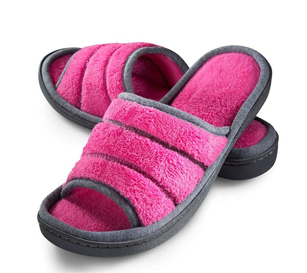 Roxoni Women's Open Toe Memory Foam Slippers with Contrast Design -Sizes 6 to 11 -style #2192