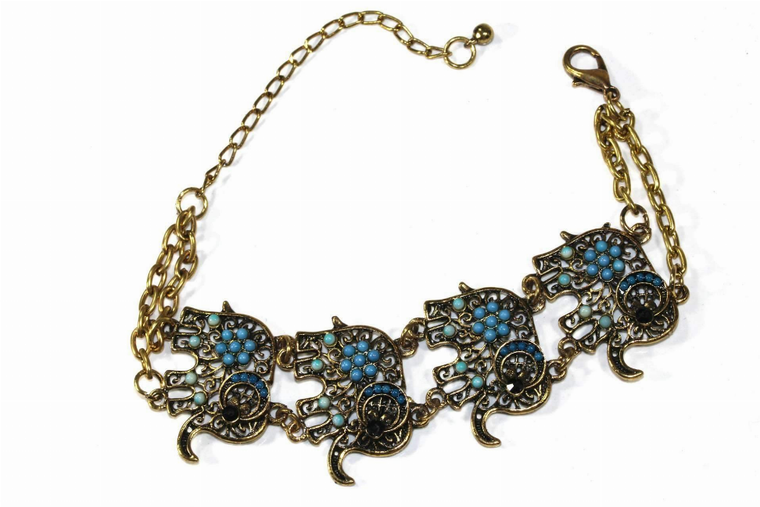 Colorful Bead Drop Elephant Bracelet