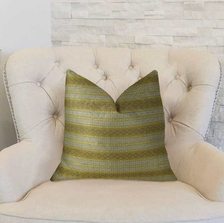 Plutus Bridge Cliff Taupe and Gray Handmade Luxury Pillow