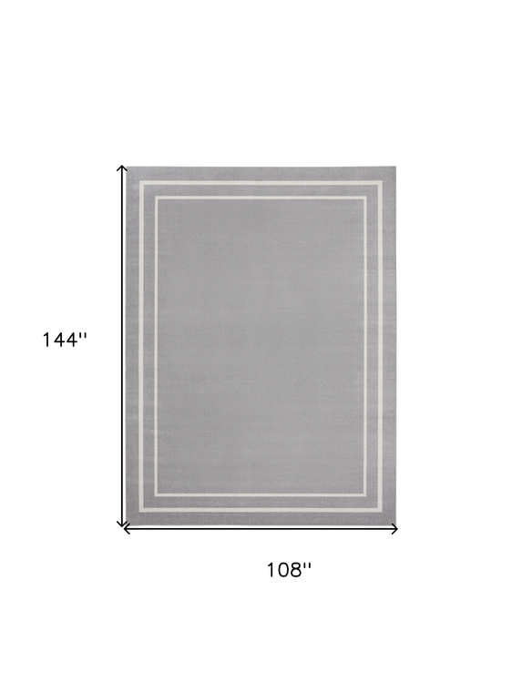 9' X 12' Gray And Ivory Indoor Outdoor Area Rug