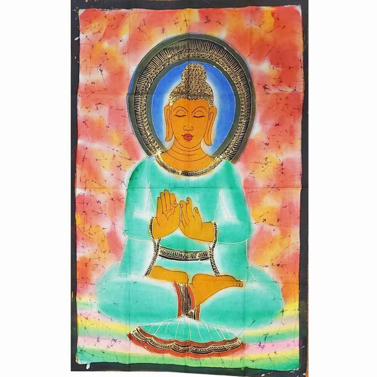 Buddha Teaching Double Lotus Position Meditation Hand Painted Wall Mural Banner