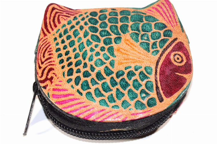 Colorful Fishies Coin Leather Purse