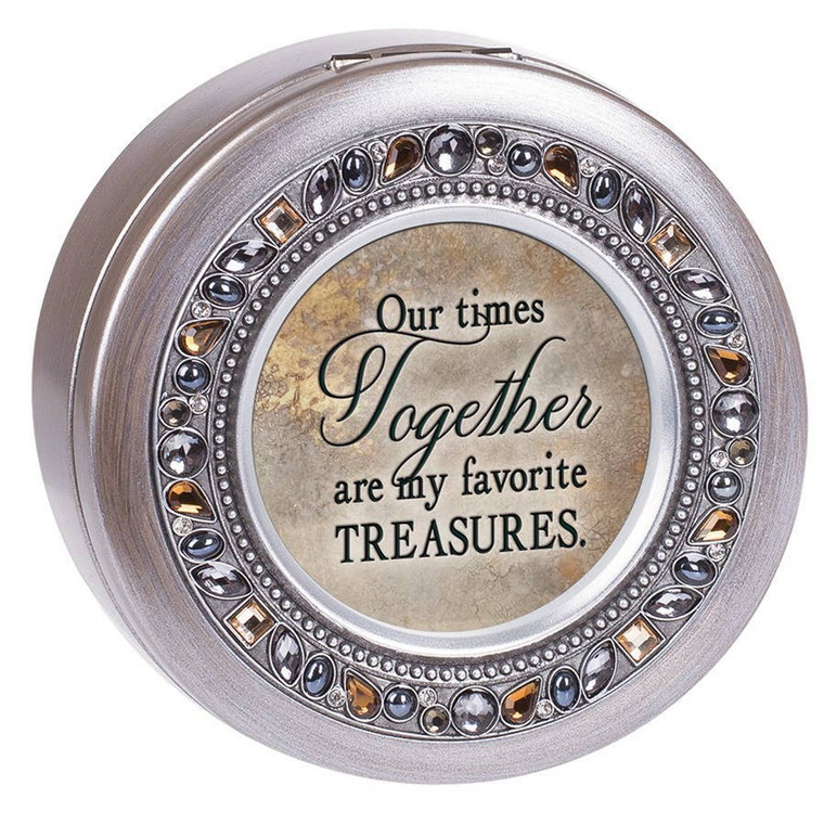 Our Times Together Round Pewter Jeweled Music Box