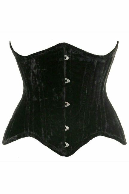 Top Drawer Velvet Double Steel Boned Curvy Cut Waist Cincher Corset