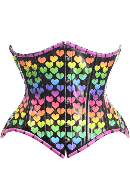 Top Drawer Hearts Double Steel Boned Curvy Cut Underbust Cincher Corset