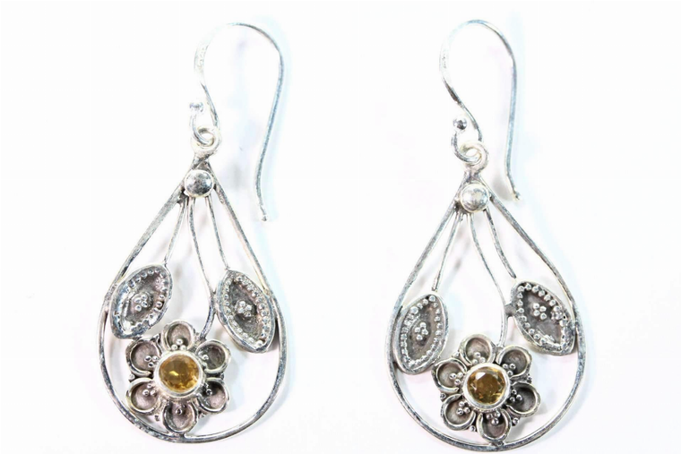 Flower with Leaves Earrings