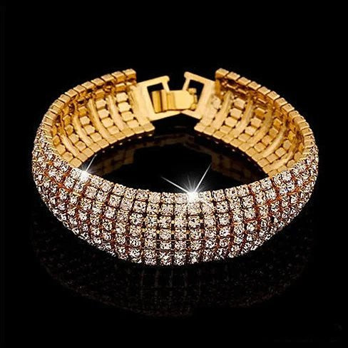 Glamour Girl Crystal Bangle Cuff Bracelet