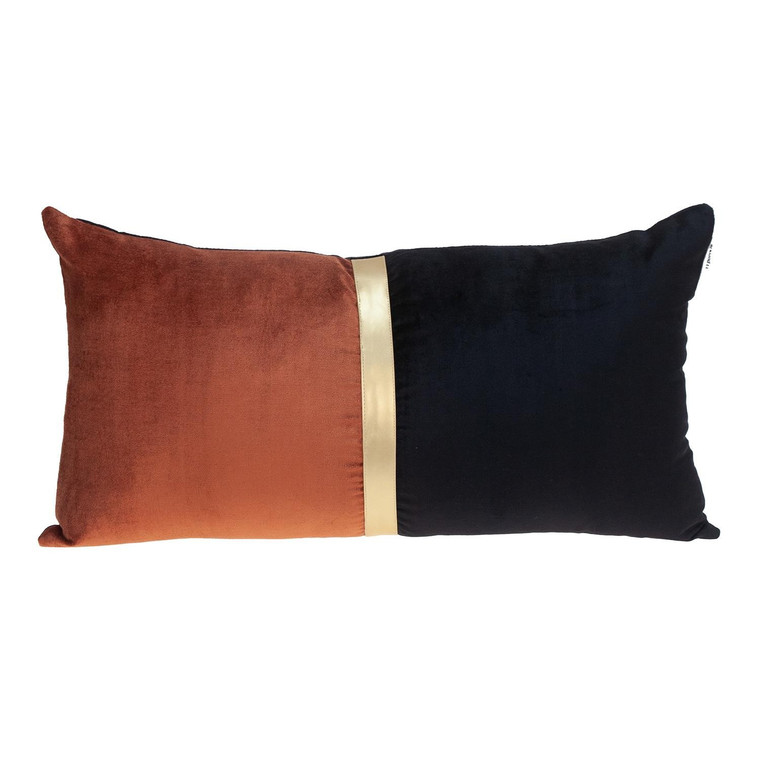 Brown Gold and Black Tufted Velvet Lumbar Pillow - 808230109698