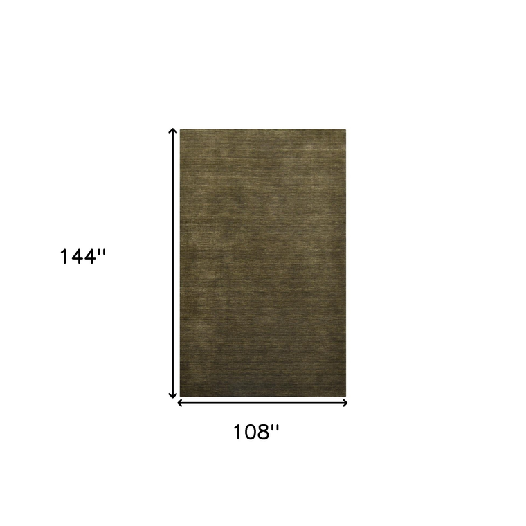 9' X 12' Brown Wool Hand Woven Area Rug
