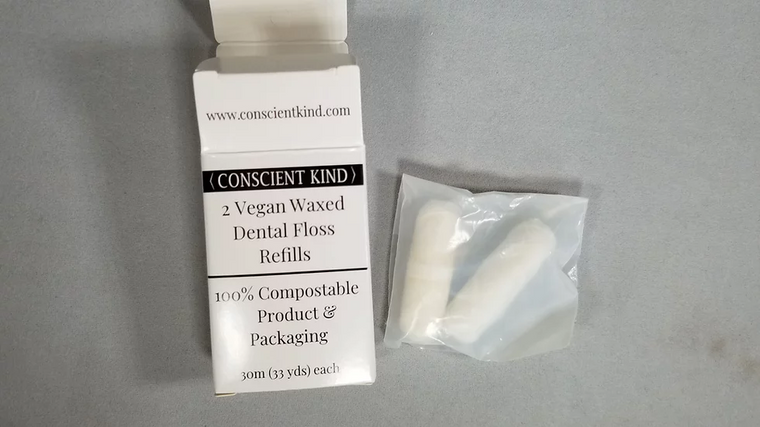 2 Vegan Waxed Dental Floss Refills - Mint